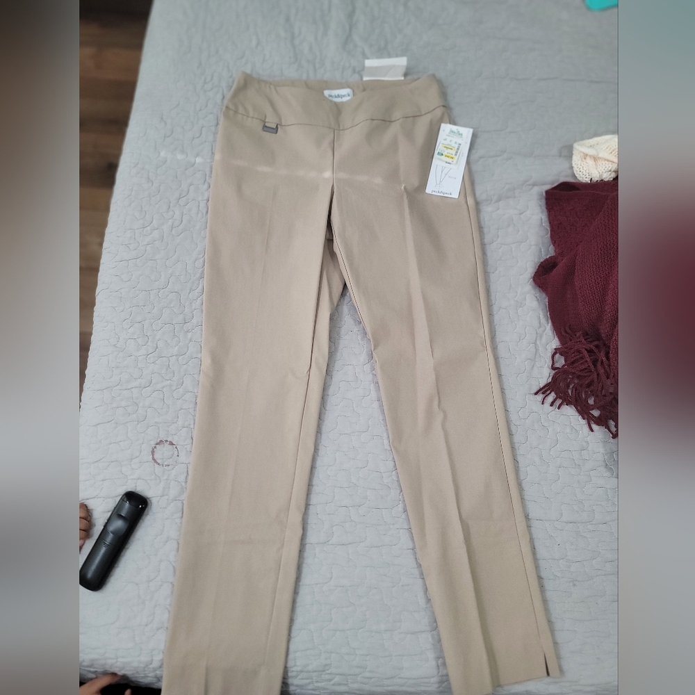 Peck & Peck Women's Tan Straight Leg Pants - Picture 2 of 4